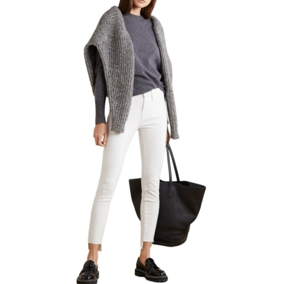 FRAME Le Skinny de Jeanne Raw Stagger Hem Jeans, Size 30, White, NWT - Picture 1 of 16